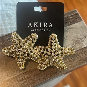 AKIRA Gold Crystal Starfish Earrings
